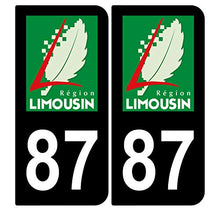 Supstick 2 Stickers Autocollants Plaques Immatriculation Auto Dept 87 Limousin Noir Angles Arrondis