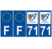 Supstick 4 Stickers Autocollants Plaques Immatriculation Auto Dept 71 Bourgogne Bleu Foncé Angles Carrés