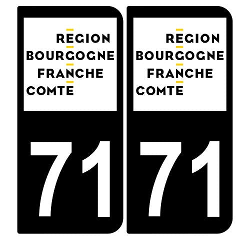 Supstick 2 Stickers Autocollants Plaques Immatriculation Auto Dept 71 Bourgogne Franche Comté Noir Angles Arrondis
