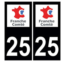 Supstick 2 Stickers Autocollants Plaques Immatriculation Auto Dept 25 Franche Comté Noir Angles Carrés
