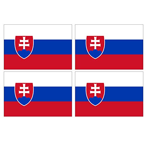 Supstick Lot de 4 Autocollants Stickers Drapeau de Pays Nation Slovaquie Format 6x4cm