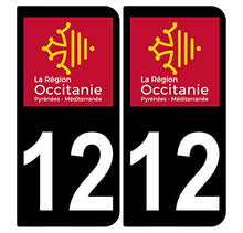 Supstick 2 Stickers Autocollants Plaques Immatriculation Auto Dept 12 Occitanie Noir Angles Arrondis
