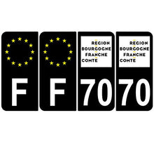 Supstick 4 Stickers Autocollants Plaques Immatriculation Auto Dept 70 Bourgogne Franche Comté Noir Angles Arrondis