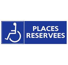 Panneau Rigide Handicapé - Personne à mobilité réduite Places réservées Format rectangulaire 10x30cm épaisseur 3mm