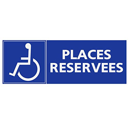 Panneau Rigide Handicapé - Personne à mobilité réduite Places réservées Format rectangulaire 10x30cm épaisseur 3mm