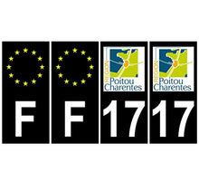 Supstick 4 Stickers Autocollants Plaques Immatriculation Auto Dept 17 Poitou Charentes Noir Angles Carrés