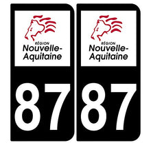 Supstick 2 Stickers Autocollants Plaques Immatriculation Auto Dept 87 Nouvelle Aquitaine Noir Angles Arrondis