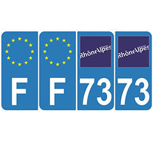 Supstick 4 Stickers Autocollants Plaques Immatriculation Auto Dept 73 Rhône Alpes Bleu Clair Angles Arrondis