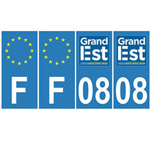 Supstick 4 Stickers Autocollants Plaques Immatriculation Auto Dept 08 Grand Est Bleu Clair Angles Carrés