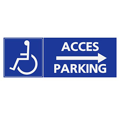 Panneau Rigide Handicapé - Personne à mobilité réduite accès Parking flèche Gauche Format rectangulaire 10x30cm épaisseur 3mm