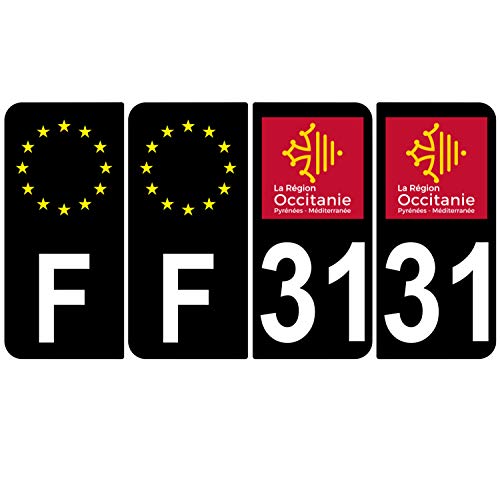 Supstick 4 Stickers Autocollants Plaques Immatriculation Auto Dept 31 Occitanie Noir Angles Arrondis