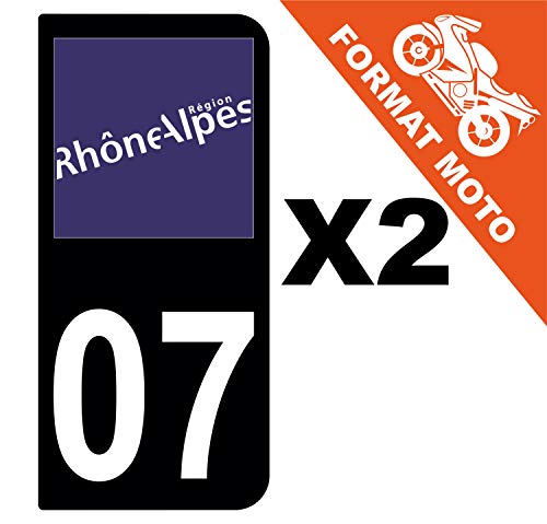 Supstick 2 Stickers Autocollants Plaques Immatriculation Moto Dept 07 Rhône Alpes Noir 2 Angles Arrondis