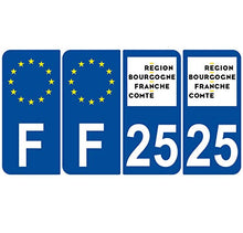 Supstick 4 Stickers Autocollants Plaques Immatriculation Auto Dept 25 Bourgogne Franche Comté Bleu Foncé Angles Arrondis