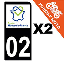 Supstick 2 Stickers Autocollants Plaques Immatriculation Moto Dept 02 Hauts de France Noir 1 Angle Arrondi