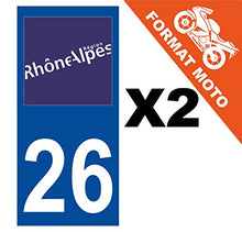 Supstick 2 Stickers Autocollants Plaques Immatriculation Moto Dept 26 Rhône Alpes Bleu Foncé Angles Carrés
