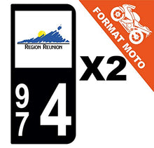 Supstick 2 Stickers Autocollants Plaques Immatriculation Moto Dept 974 Réunion Noir 2 Angles Arrondis