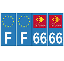Supstick 4 Stickers Autocollants Plaques Immatriculation Auto Dept 66 Occitanie Bleu Clair Angles Carrés