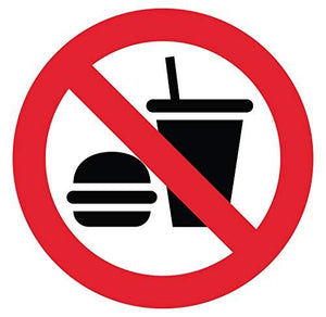 Autocollant stickers interdit de manger Diamètre 10x10cm - supstick.fr