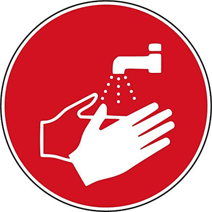Lot de 5 Panneaux stickers signalétique - lavage de mains format 30x30cm couleur rouge