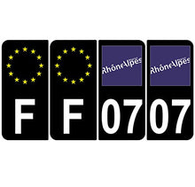 Supstick 4 Stickers Autocollants Plaques Immatriculation Auto Dept 07 Rhône Alpes Noir Angles Arrondis