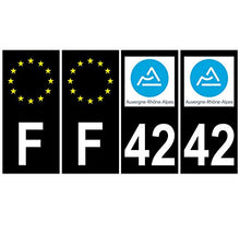 Supstick 4 Stickers Autocollants Plaques Immatriculation Auto Dept 42 Auvergne Rhône Alpes Noir Angles Carrés