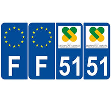 Supstick 4 Stickers Autocollants Plaques Immatriculation Auto Dept 51 Champagne Ardenne Bleu Foncé Angles Arrondis