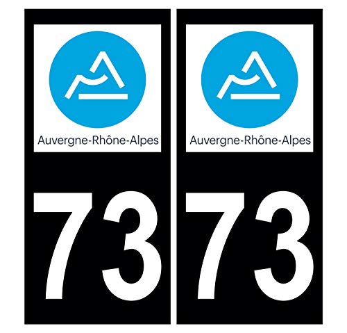 Supstick 2 Stickers Autocollants Plaques Immatriculation Auto Dept 73 Auvergne Rhône Alpes Noir Angles Carrés