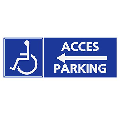 Panneau Rigide Handicapé - Personne à mobilité réduite accès Parking flèche de Gauche 24x8cm épaisseur 3mm