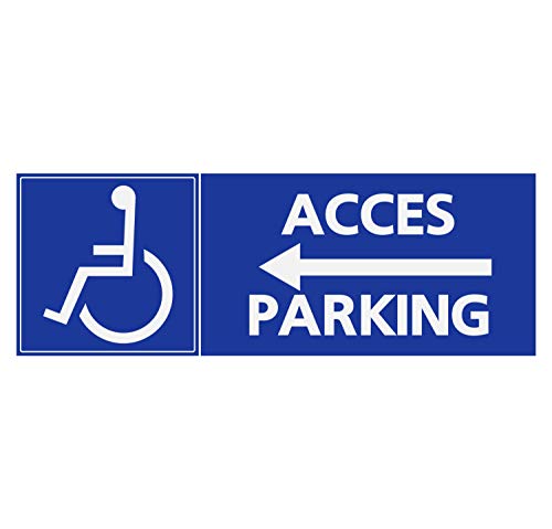 Panneau Rigide Handicapé - Personne à mobilité réduite accès Parking flèche de Gauche 24x8cm épaisseur 3mm