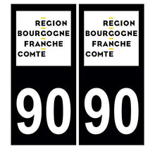 Supstick 2 Stickers Autocollants Plaques Immatriculation Auto Dept 90 Bourgogne Franche Comté Noir Angles Carrés
