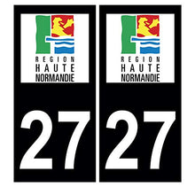 Supstick 2 Stickers Autocollants Plaques Immatriculation Auto Dept 27 Haute Normandie Noir Angles Carrés