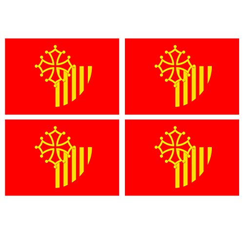 Supstick Lot de 4 Autocollants Stickers Drapeau de département région française Languedoc Roussillon Format 6x4cm