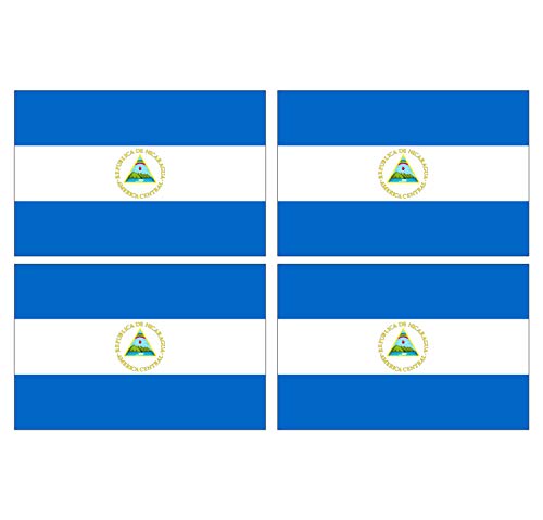 Supstick Lot de 4 Autocollants Stickers Drapeau de Pays Nation Nicaragua Format 6x4cm