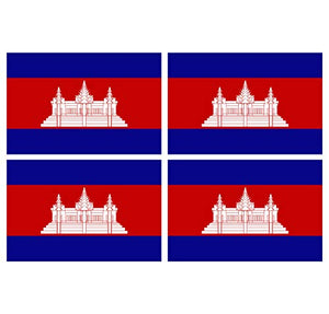 Supstick Lot de 4 Autocollants Stickers Drapeau de Pays Nation Cambodge Format 6x4cm