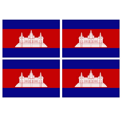Supstick Lot de 4 Autocollants Stickers Drapeau de Pays Nation Cambodge Format 12x8cm