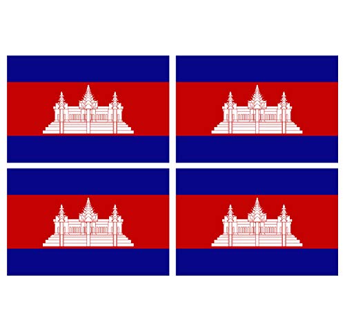 Supstick Lot de 4 Autocollants Stickers Drapeau de Pays Nation Cambodge Format 12x8cm