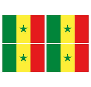 Supstick Lot de 4 Autocollants Stickers Drapeau de Pays Nation sénégal Format 6x4cm