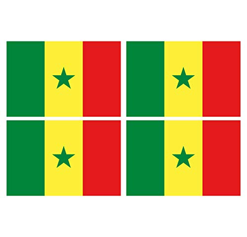 Supstick Lot de 4 Autocollants Stickers Drapeau de Pays Nation sénégal Format 12x8cm