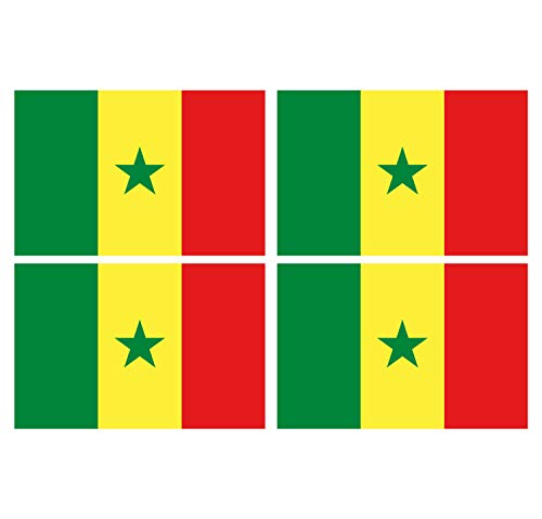 Supstick Lot de 4 Autocollants Stickers Drapeau de Pays Nation sénégal Format 12x8cm