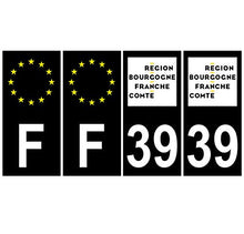 Supstick 4 Stickers Autocollants Plaques Immatriculation Auto Dept 39 Bourgogne Franche Comté Noir Angles Carrés