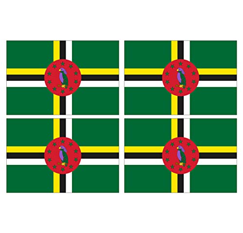 Supstick Lot de 4 Autocollants Stickers Drapeau de Pays Nation ile Dominique Format 12x8cm