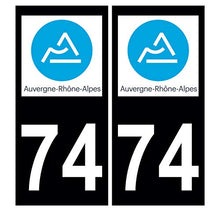 Supstick 2 Stickers Autocollants Plaques Immatriculation Auto Dept 74 Auvergne Rhône Alpes Noir Angles Carrés