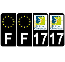Supstick 4 Stickers Autocollants Plaques Immatriculation Auto Dept 17 Poitou Charentes Noir Angles Arrondis