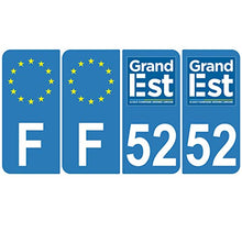 Supstick 4 Stickers Autocollants Plaques Immatriculation Auto Dept 52 Grand Est Bleu Clair Angles Arrondis