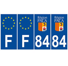 Supstick 4 Stickers Autocollants Plaques Immatriculation Auto Dept 84 Paca Bleu Foncé Angles Carrés