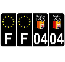 Supstick 4 Stickers Autocollants Plaques Immatriculation Auto Dept 04 Paca Noir Angles Arrondis
