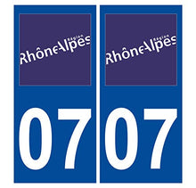 Supstick 2 Stickers Autocollants Plaques Immatriculation Auto Dept 07 Rhône Alpes Bleu Foncé Angles Carrés