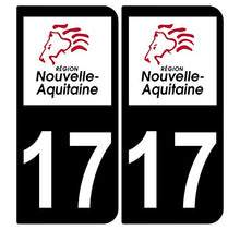 Supstick 2 Stickers Autocollants Plaques Immatriculation Auto Dept 17 Nouvelle Aquitaine Noir Angles Arrondis