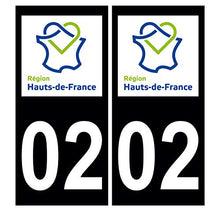 Supstick 2 Stickers Autocollants Plaques Immatriculation Auto Dept 02 Hauts de France Noir Angles Carrés