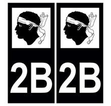 Supstick 2 Stickers Autocollants Plaques Immatriculation Auto Dept 2B Corse Noir Angles Carrés